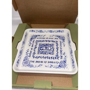 Longaberger‎ Pottery Blue White Passover Matzah Serving Plate Platter Tray W/Box